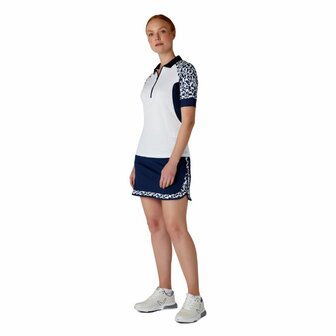 Dames Golfpolo Callaway Two-Tone Geometric Wit Navy