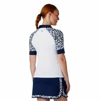 Dames Golfpolo Callaway Two-Tone Geometric Wit Navy