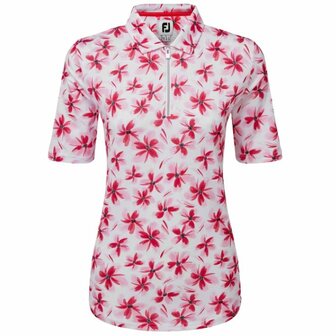 Dames Golfpolo Footjoy 1/2 Mouw Floral Red