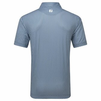 Footjoy Houndstooth Geo Lisle Heren Golfpolo Dark Denim