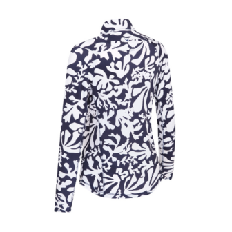 Abstract Floral Pullover Dames Peacoat/Wit