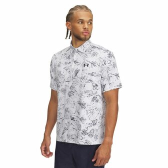 Under Armour Mens Playoff Golfpolo 3.0 Printed-White Navy