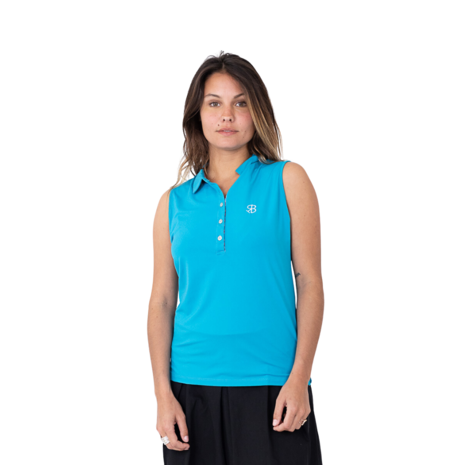 Chiberta Losy  Mouwloze Dames Golfpolo Turquiose