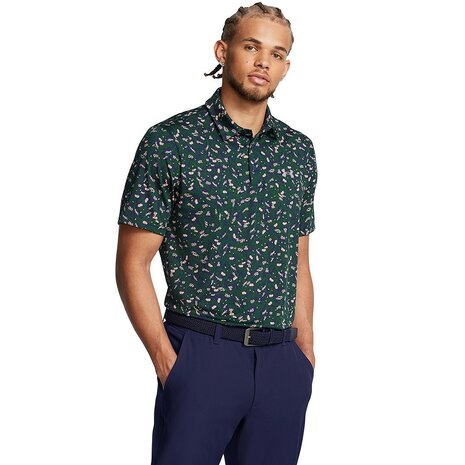 Under Armour Hommes Playoff Golfpolo 3.0 Printed-Midnight Navy Forest Green