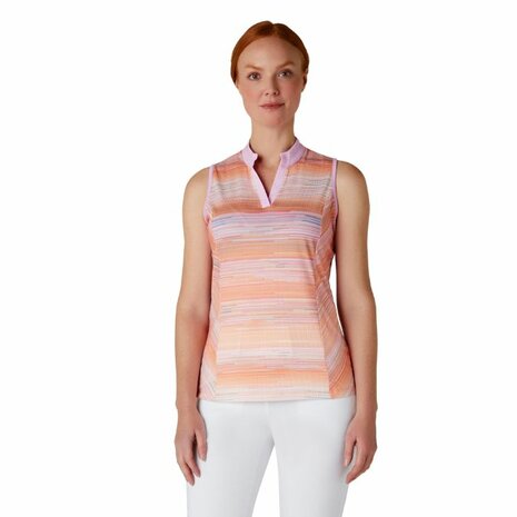 Mouwloze Dames Callaway Golf Polo Striped Print Chevron Placket