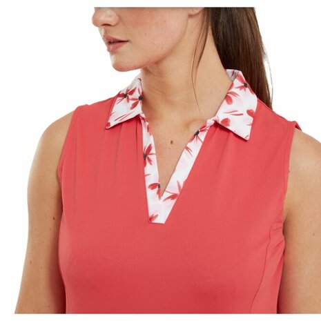 Footjoy Dames Golf Jurk Floral Trim Red