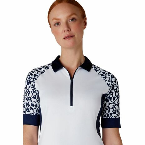 Dames Golfpolo Callaway Two-Tone Geometric Wit Navy