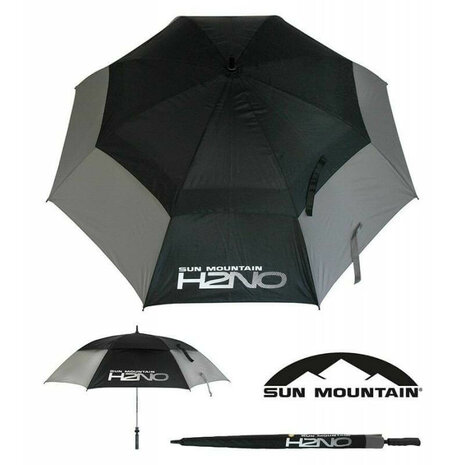 Sun Mountain H2NO Dual Canopy Golf Paraplu Zwart Charcoal