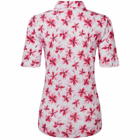 Dames Golfpolo Footjoy 1/2 Mouw Floral Red