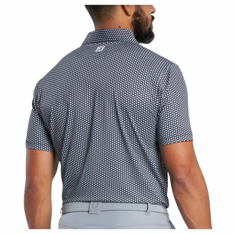 Footjoy Houndstooth Geo Lisle Heren Golfpolo Dark Denim