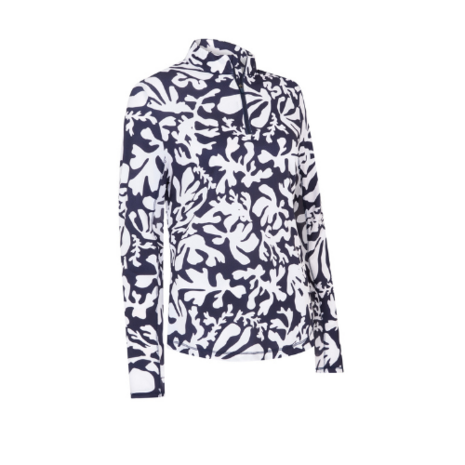 Abstract Floral Pullover Dames Peacoat/Wit