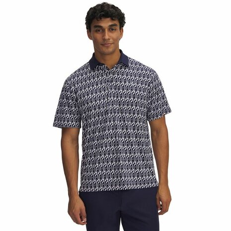 Under Armour Heren Playoff Golfpolo 3.0 Printed-Navy Wit